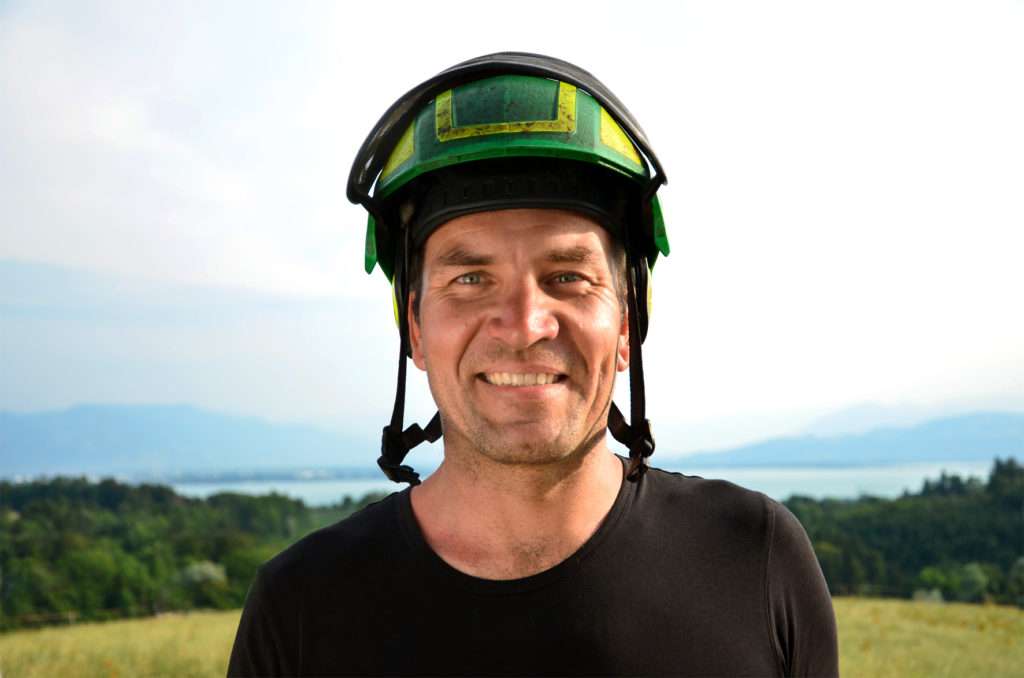 Dominik Pemsl mit Kletterhelm